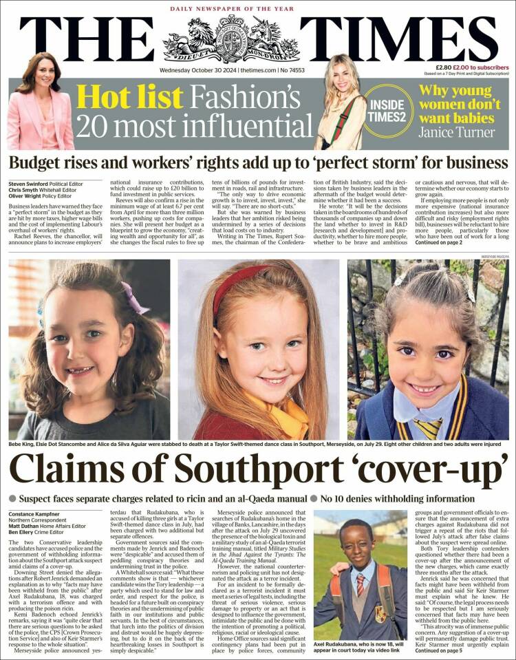 Portada de The Times (Reino Unido)