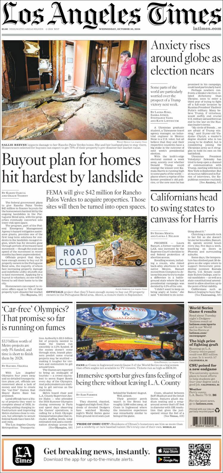 Portada de Los Angeles Times (USA)