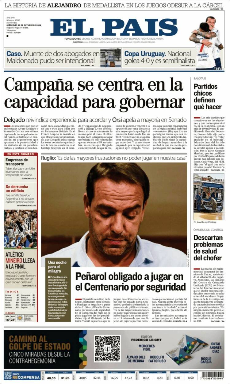 Portada de El País (Uruguay)