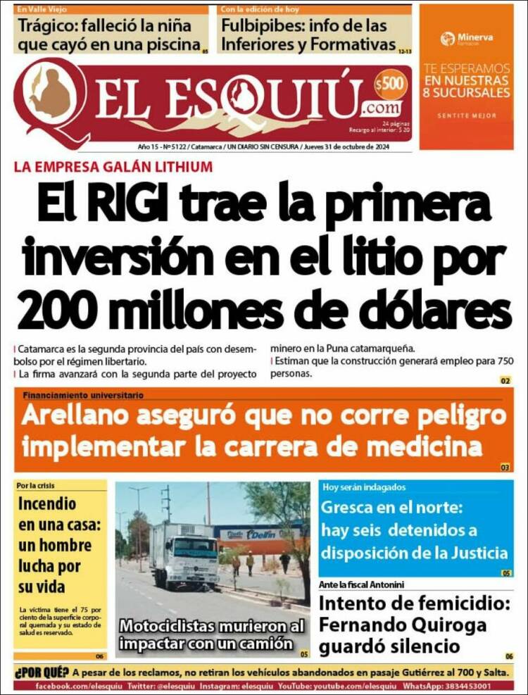 Portada de El Esquiu (Argentina)