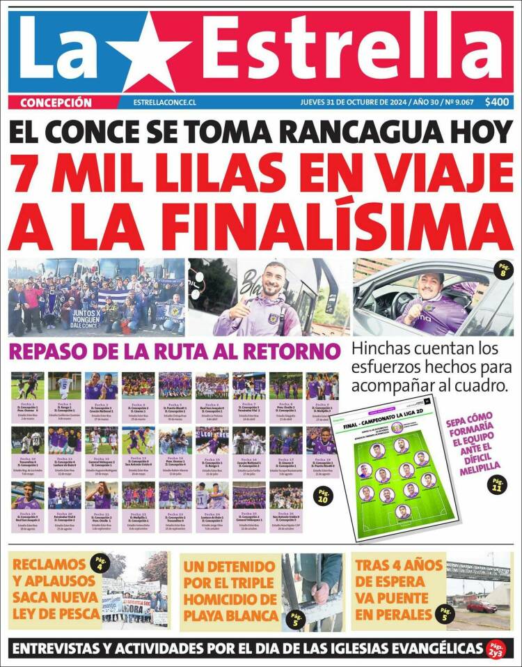 Portada de La Estrella de Concepción (Chile)