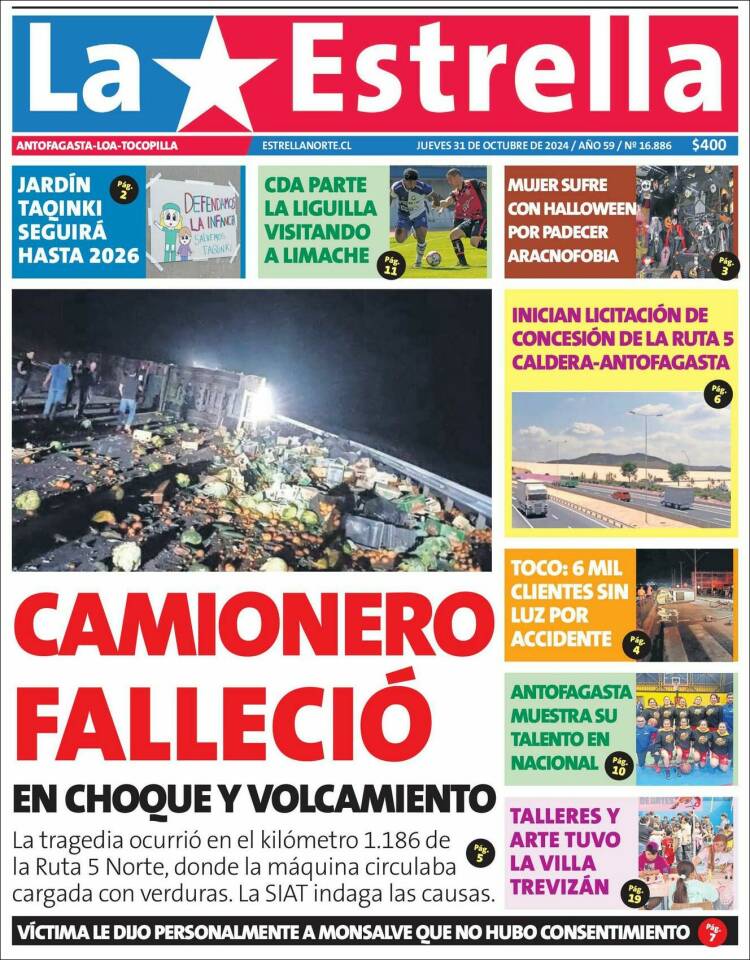 Portada de La Estrella de Tocopilla (Chile)