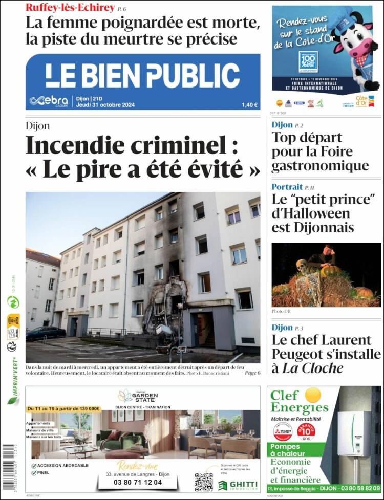 Portada de Le Bien Public (Francia)