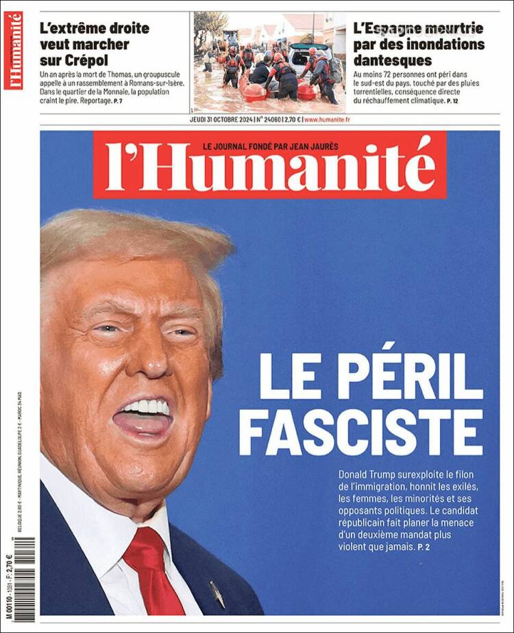 Portada de l'Humanite (Francia)