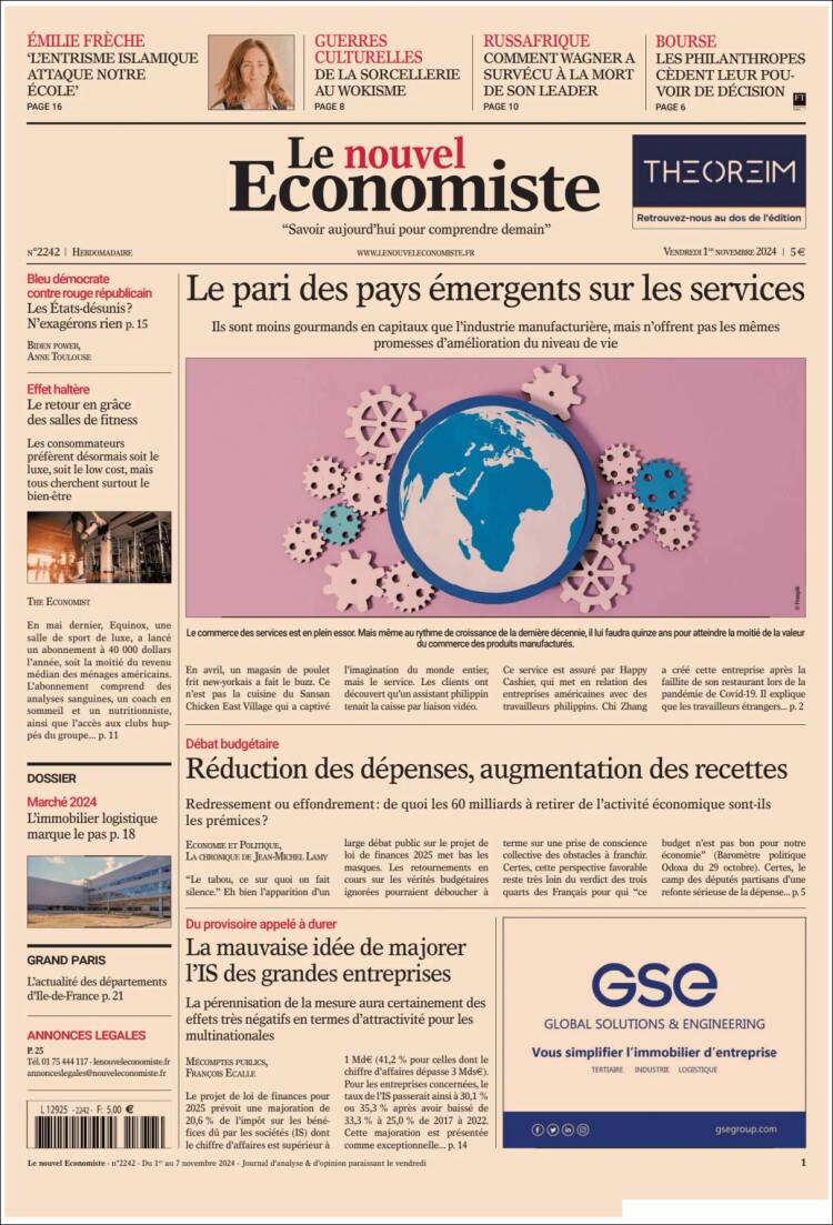 Portada de Le nouvel Economiste (Francia)