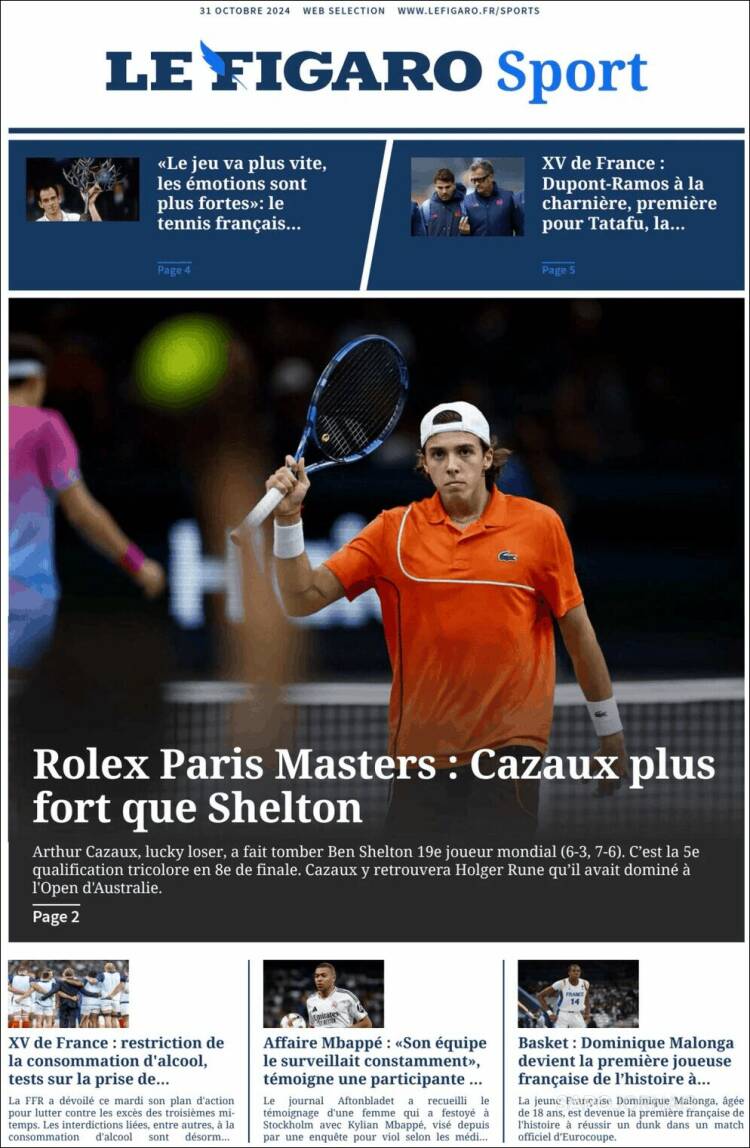 Portada de Le Figaro Sport (Francia)