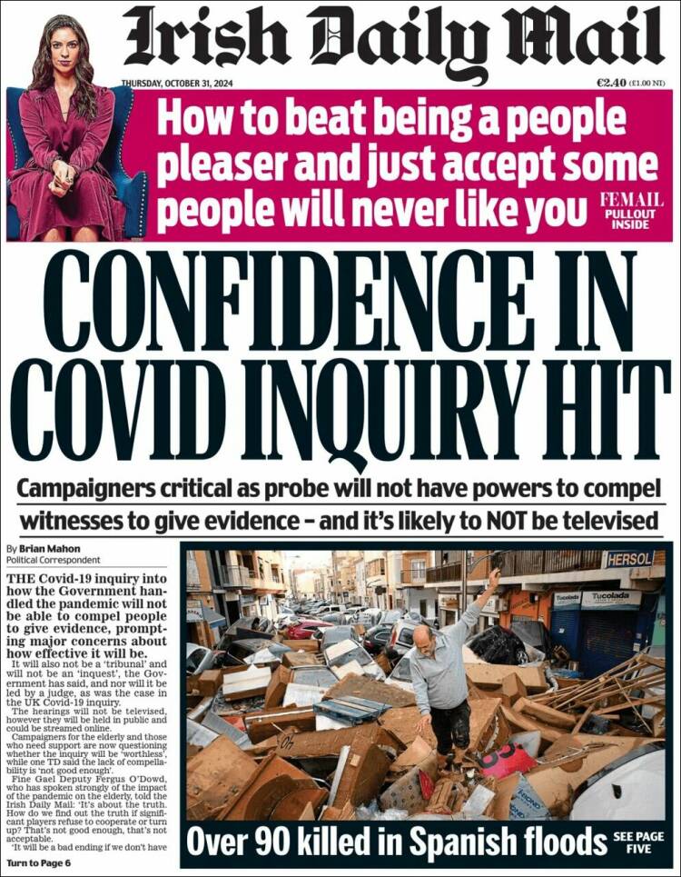 Portada de Irish Daily Mail (Irlanda)