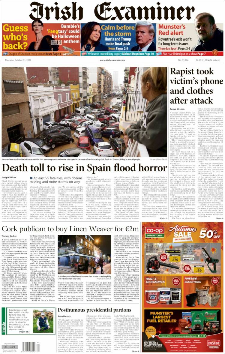 Portada de Irish Examiner (Irlanda)