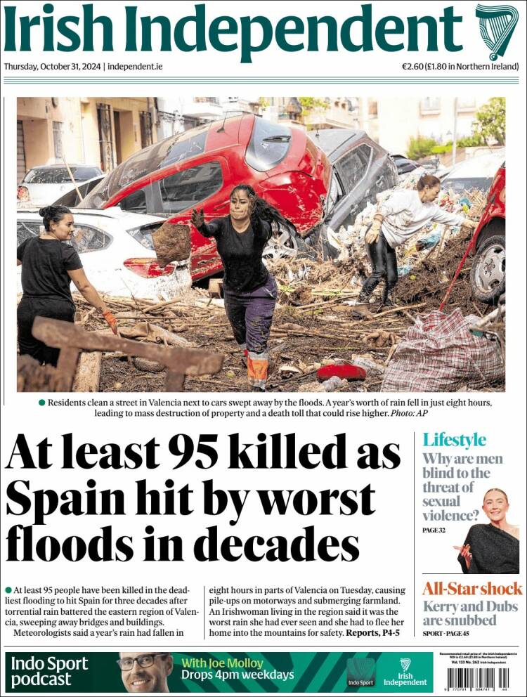 Portada de Irish Independent (Irlanda)