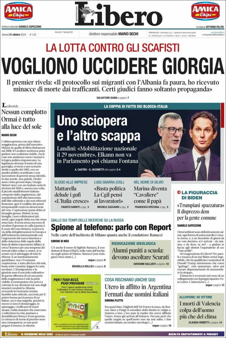 Portada de Libero (Italia)