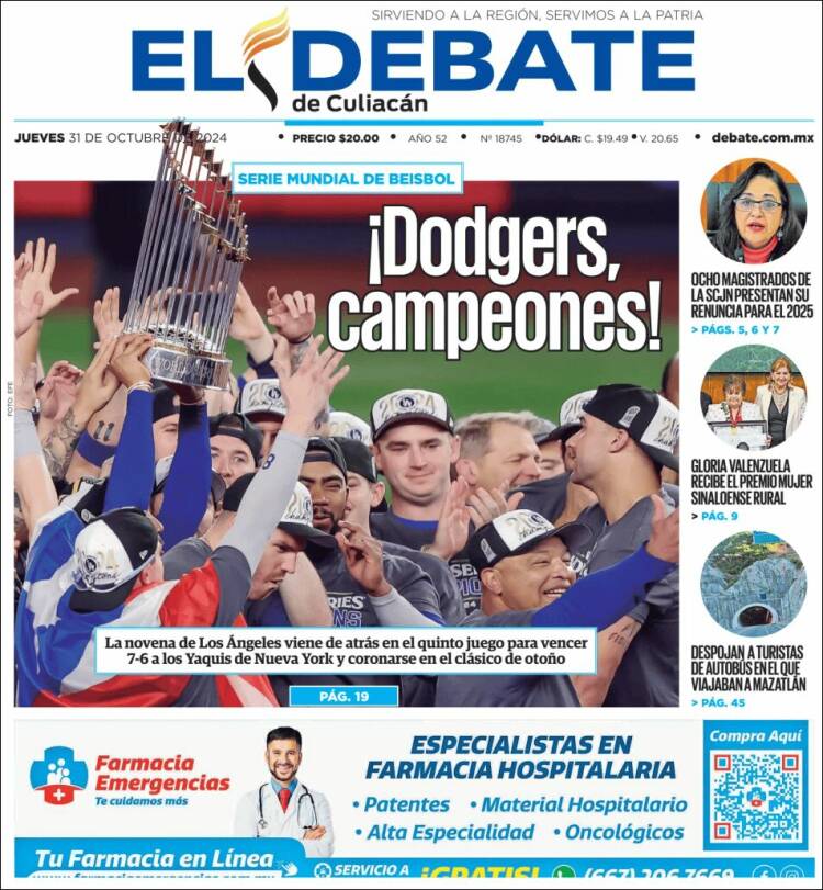 Portada de El Debate de Culiacán (M&eacute;xico)
