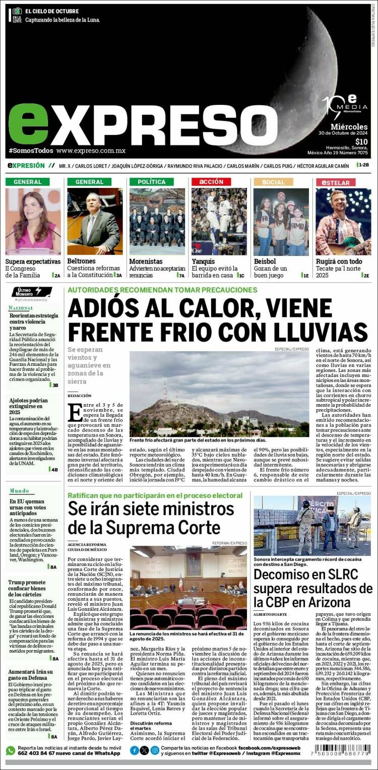 Portada de Expreso (M&eacute;xico)