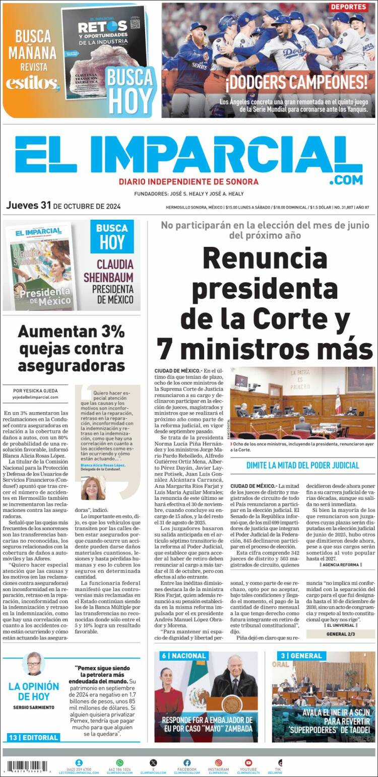 Portada de El Imparcial (M&eacute;xico)