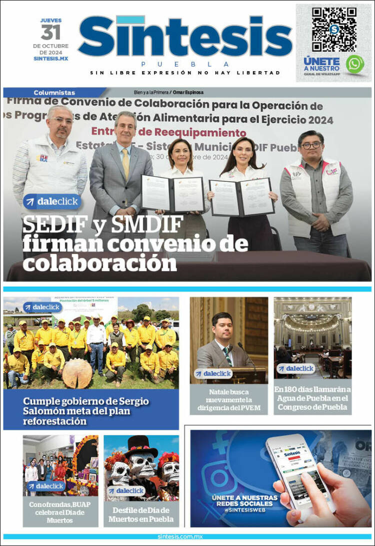 Portada de Síntesis - Puebla (M&eacute;xico)