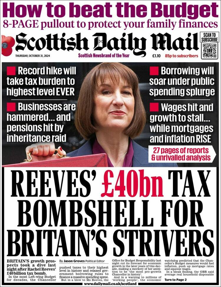 Portada de Scottish Daily Mail (Reino Unido)