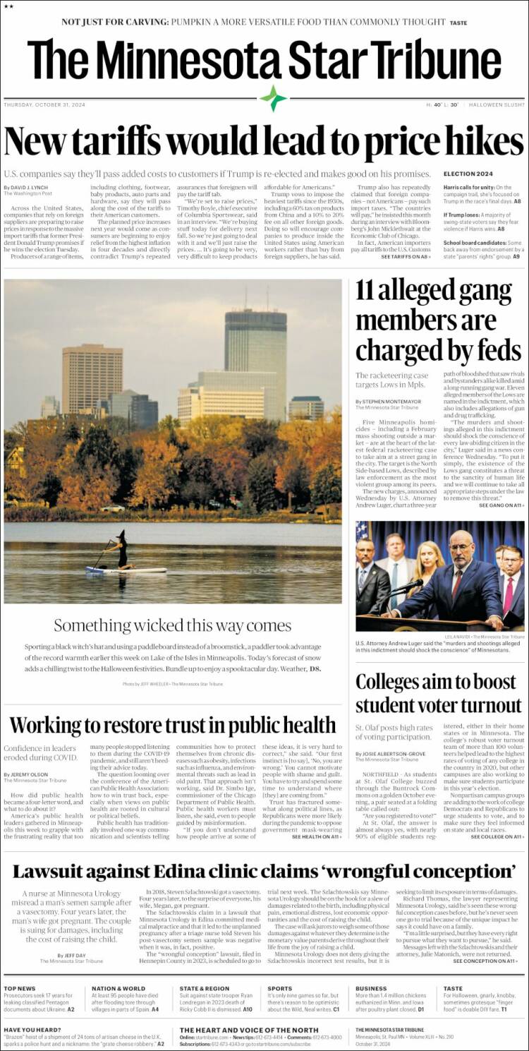 Portada de Star Tribune (USA)