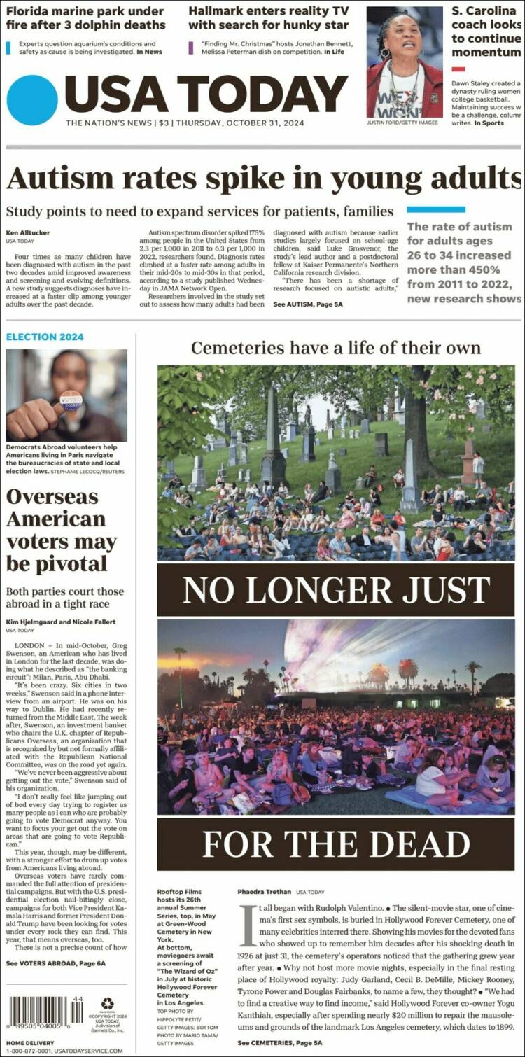 Portada de USA Today (USA)