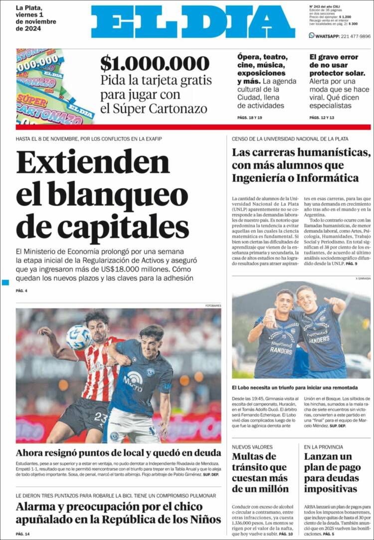 Portada de El Día de la Plata (Argentina)