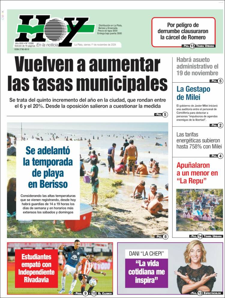 Portada de Diario Hoy (Argentina)