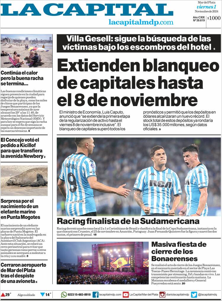 Portada de Diario La Capital - Mar del Plata (Argentina)