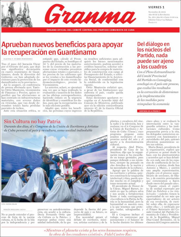 Portada de Granma (Cuba)