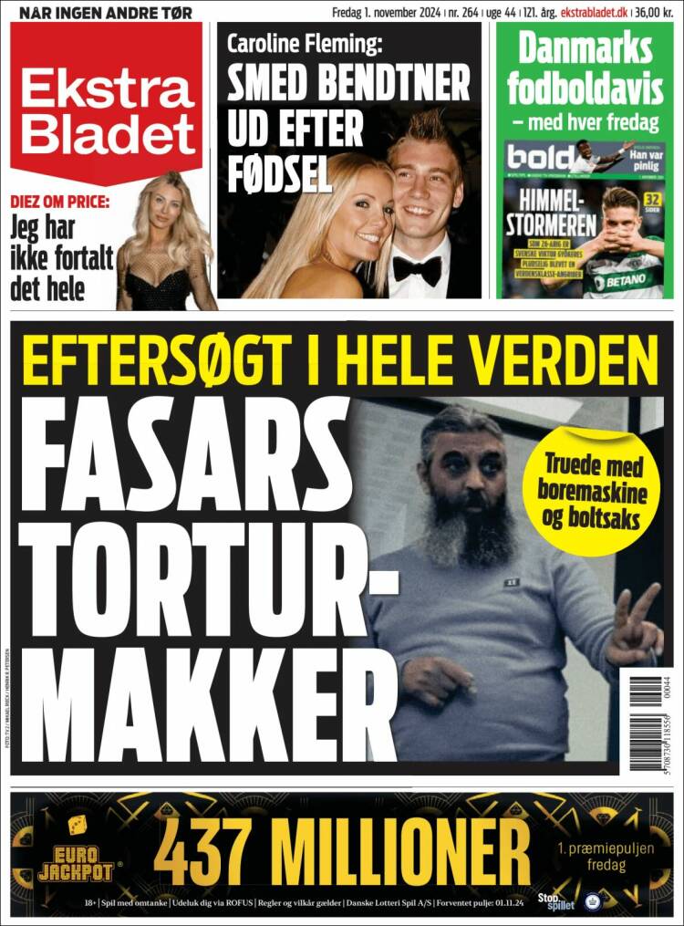 Portada de Ekstra Bladet (Dinamarca)