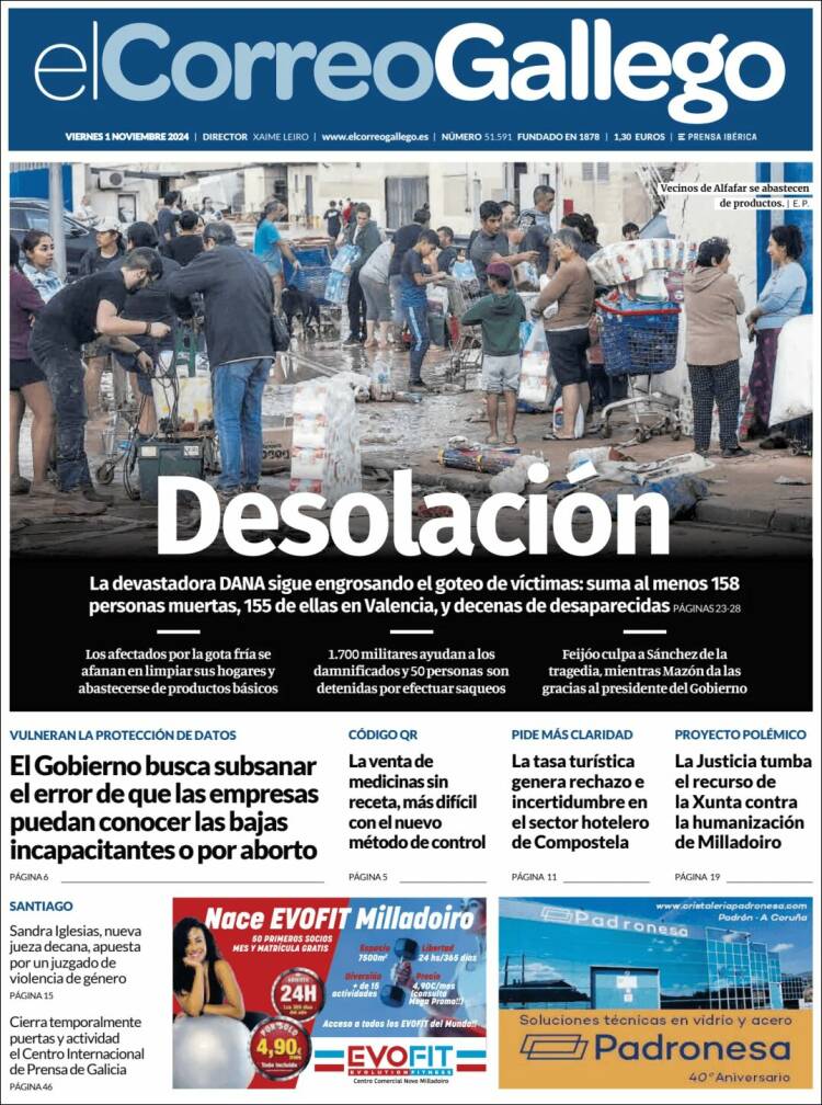 Portada de El Correo Gallego (España)