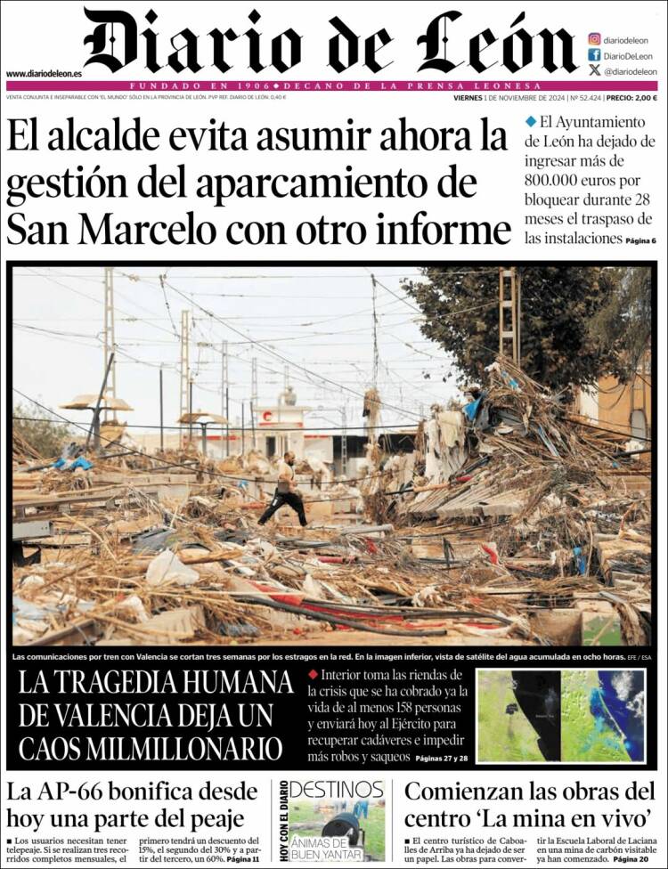 Portada de Diario de León (España)