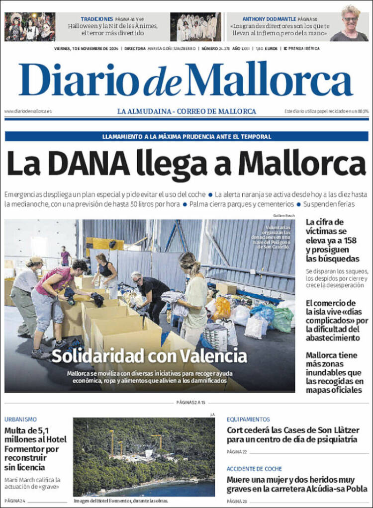 Portada de Diario de Mallorca (España)