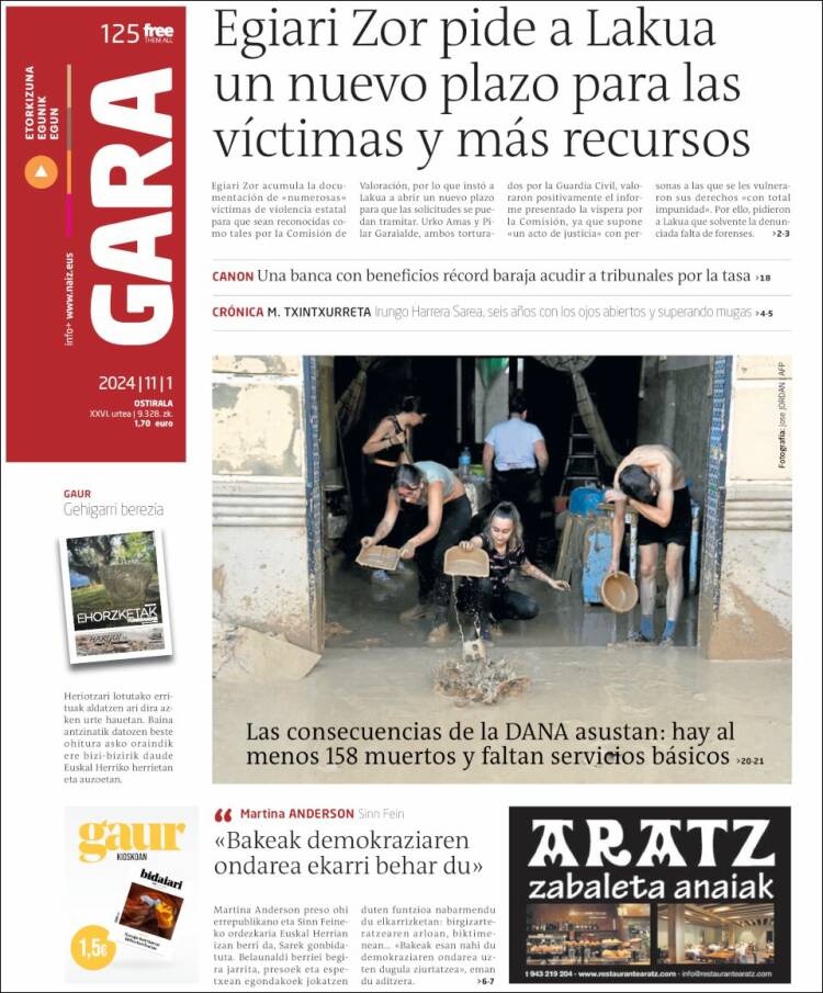 Portada de Gara (España)