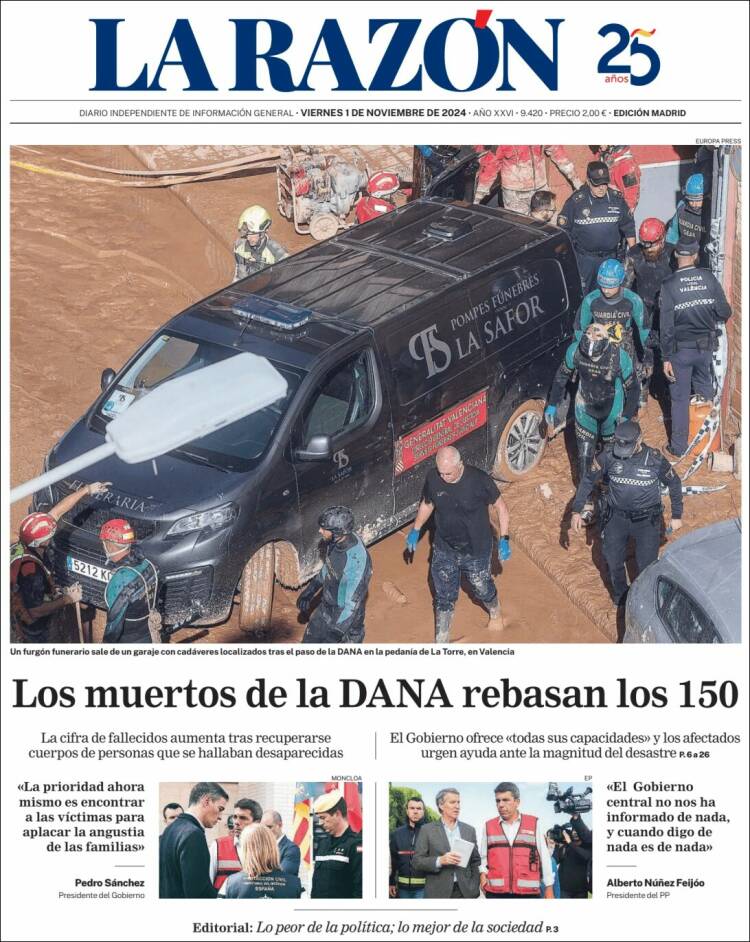 Portada de La Razón (España)