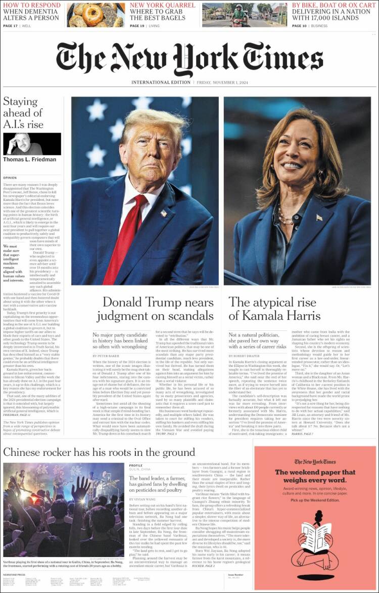 Portada de International New York Times (Europa)