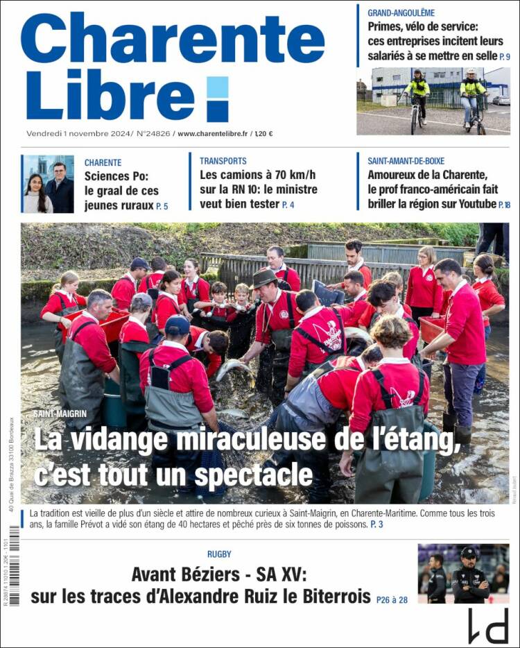 Portada de Charente Libre (Francia)