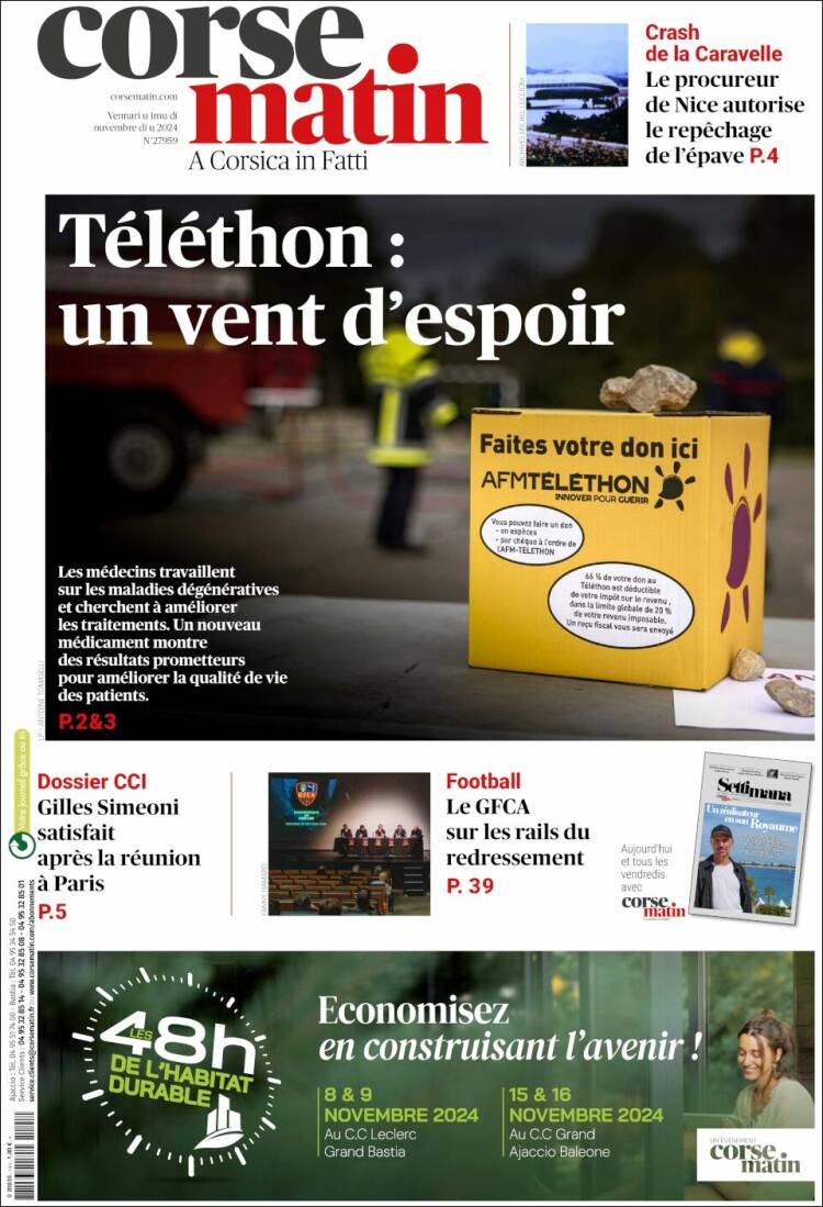 Portada de Corse-Matin (Francia)