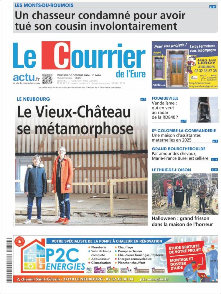 Portada de Le Courrier de l'Ouest (Francia)