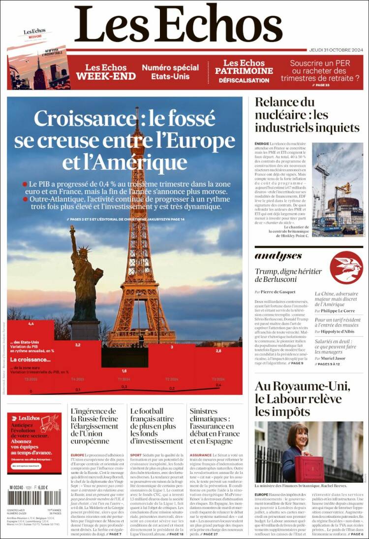 Portada de Les Echos (Francia)