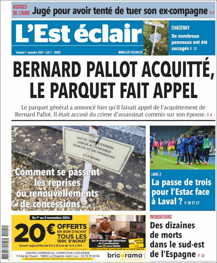 Portada de L'Est Eclair (Francia)