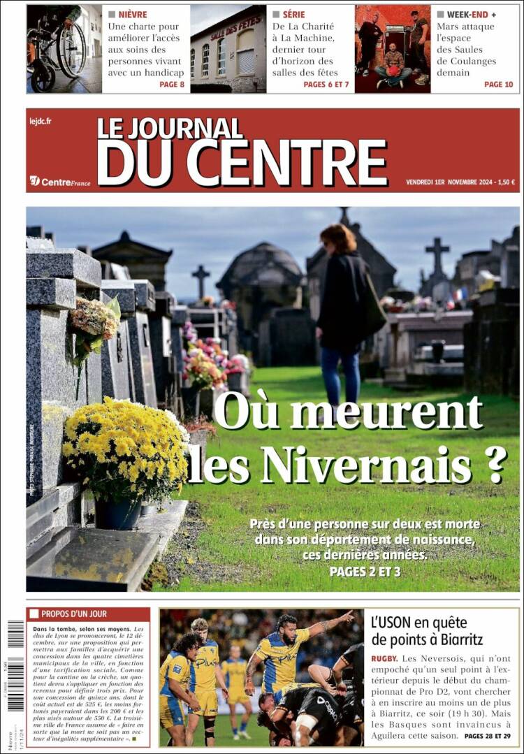 Portada de Le Journal du Centre (Francia)