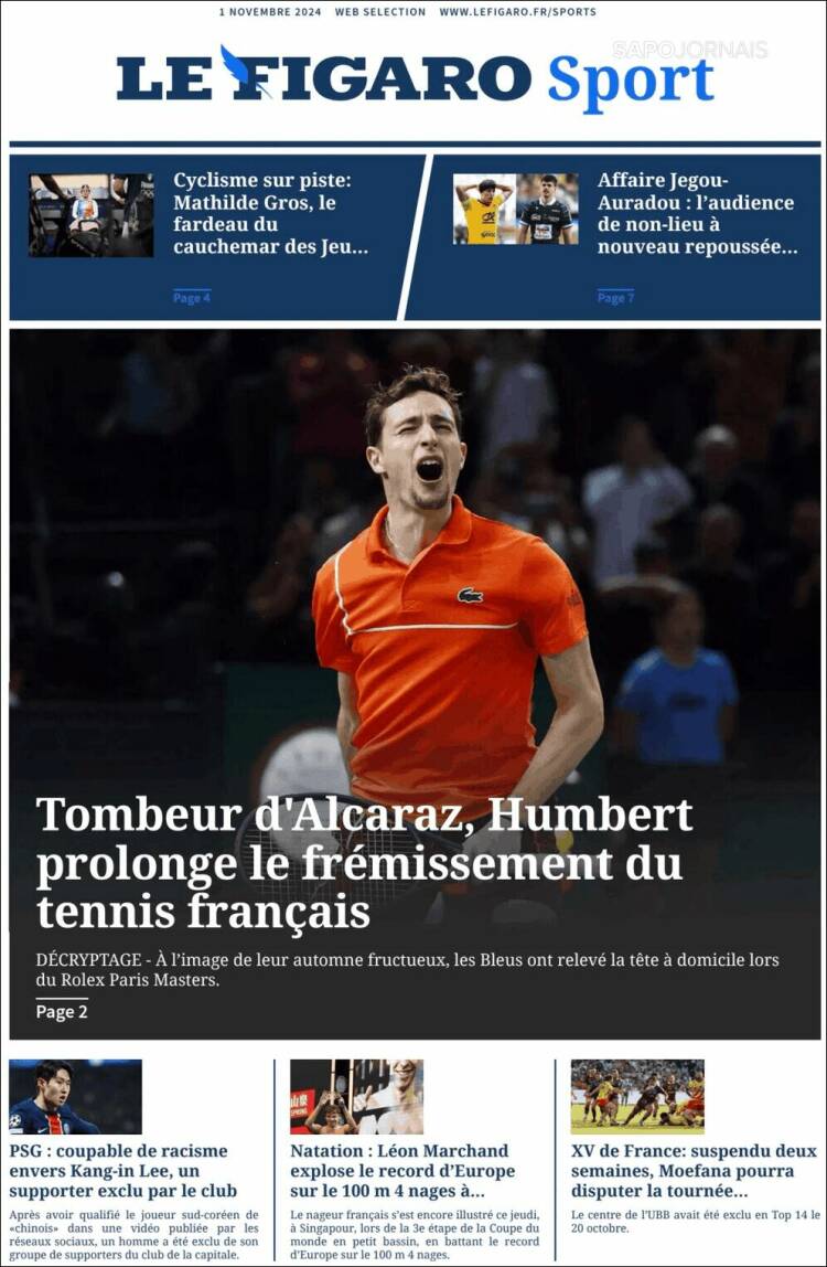 Portada de Le Figaro Sport (Francia)