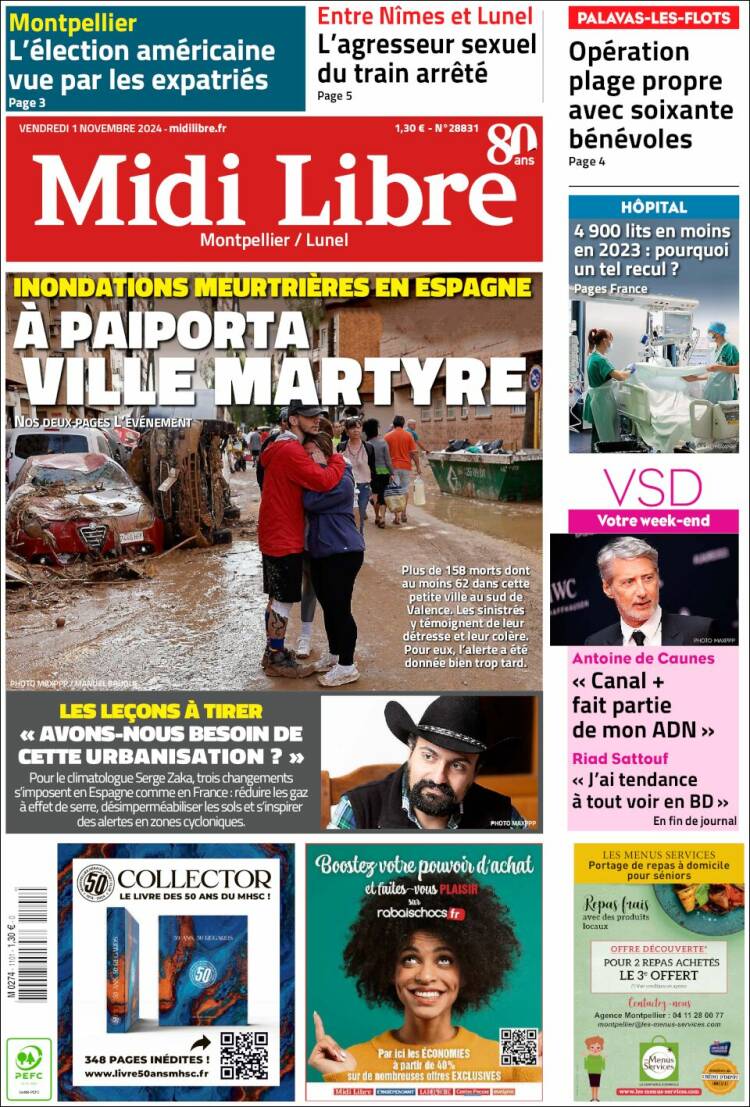 Portada de Midi Libre (Francia)