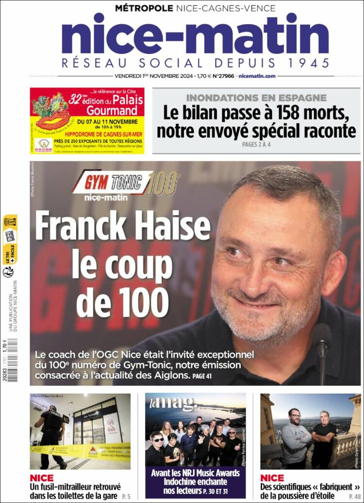 Portada de Nice-Matin (Francia)