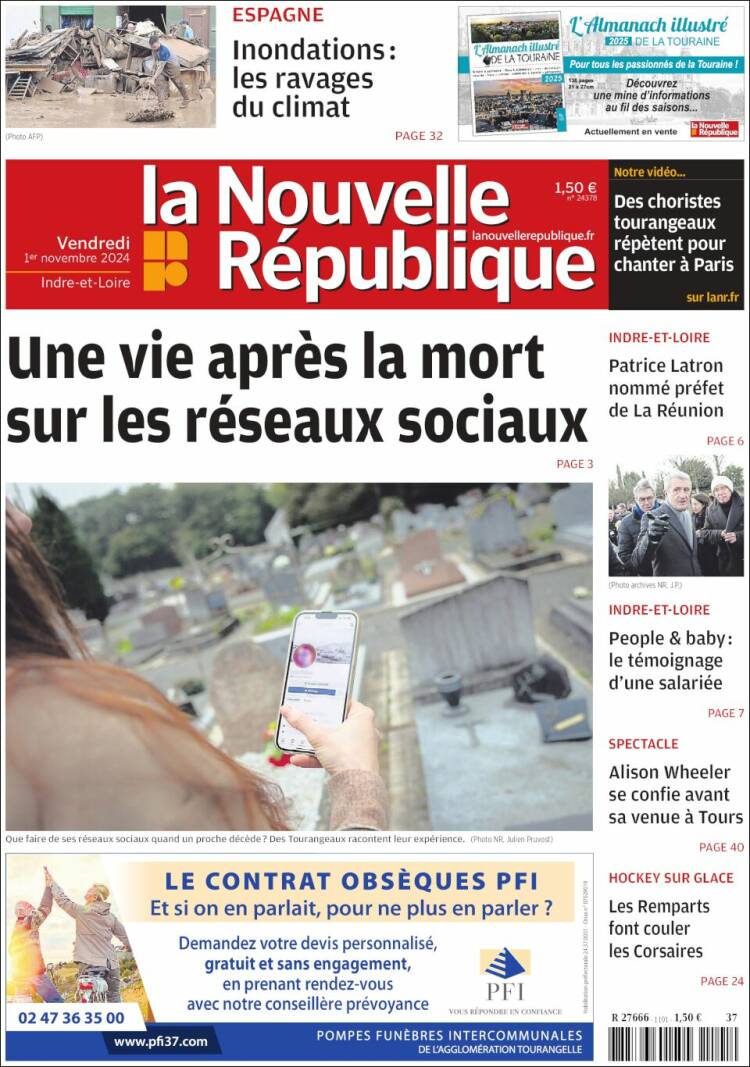 Portada de La Nouvelle Republique (Francia)