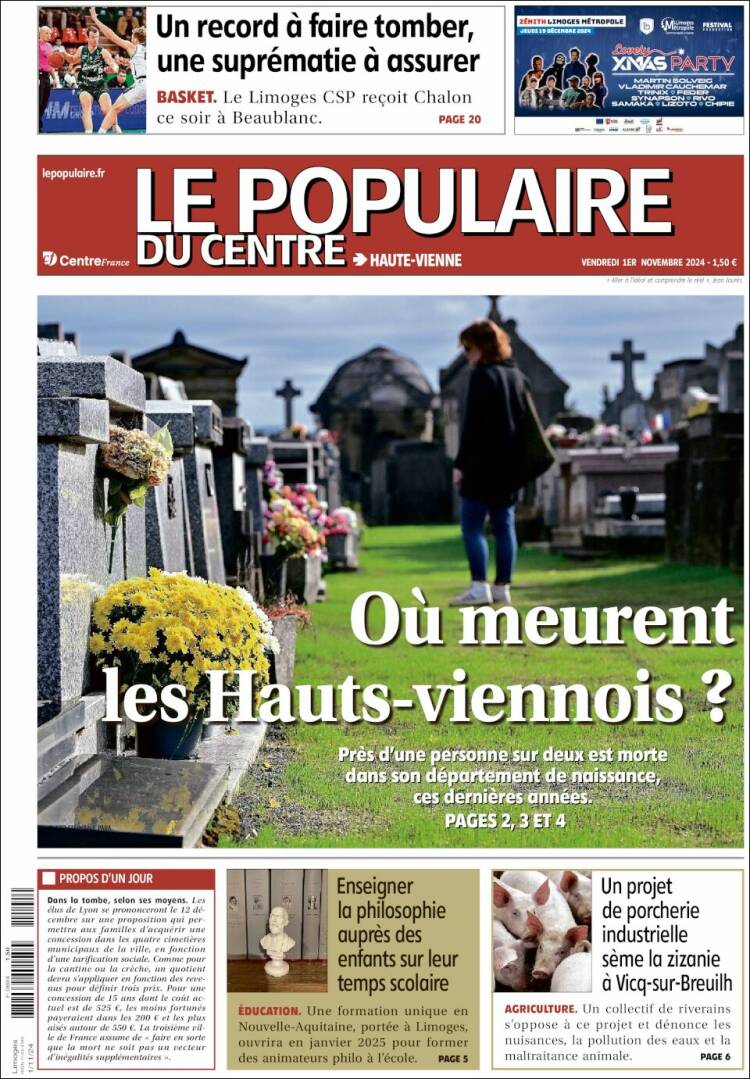 Portada de Le Populaire du Centre (Francia)