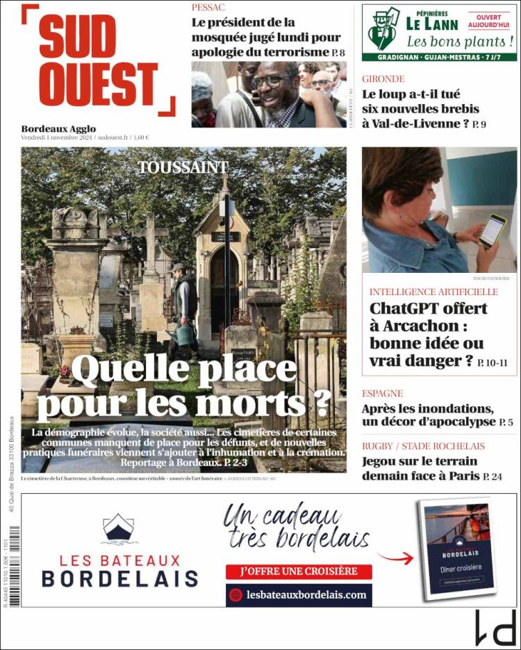 Portada de Sud Ouest (Francia)