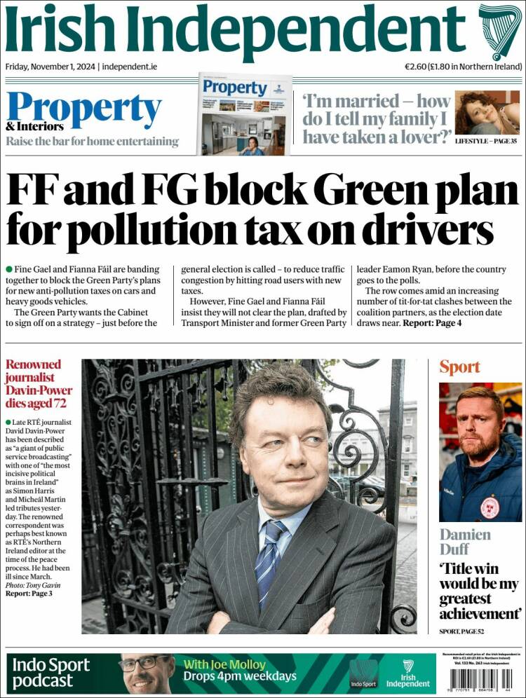 Portada de Irish Independent (Irlanda)