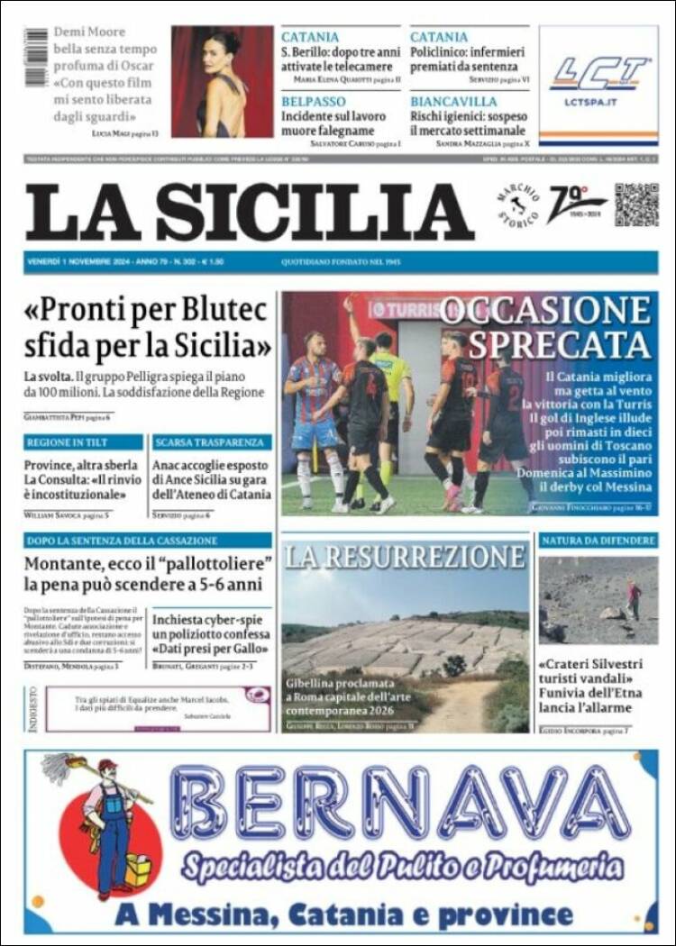 Portada de La Sicilia (Italia)