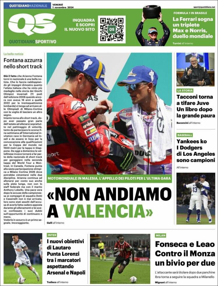 Portada de Quotidiano Sportivo (Italia)