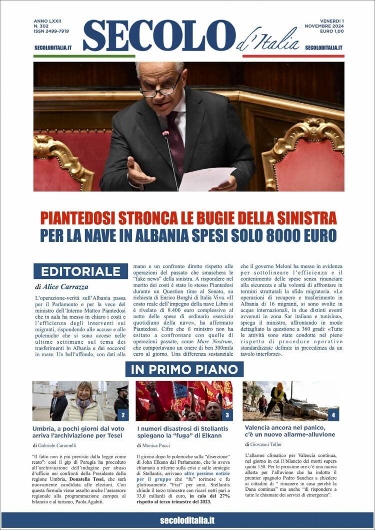 Portada de Secolo d'Italia (Italia)