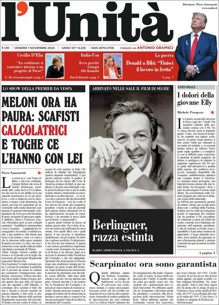 Portada de l'Unità (Italia)