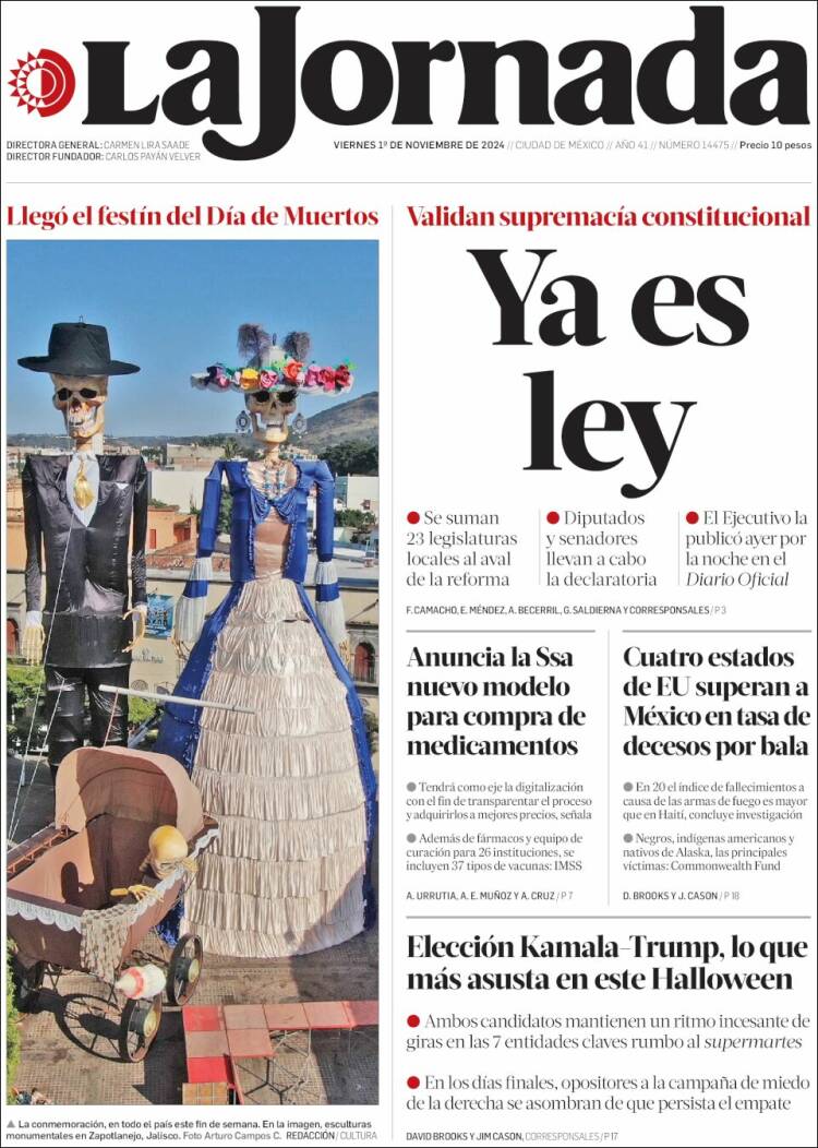 Portada de La Jornada (México)